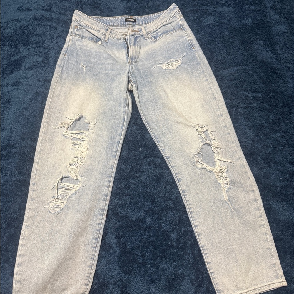 Express Light Blue Ripped Boyfriend Jeans